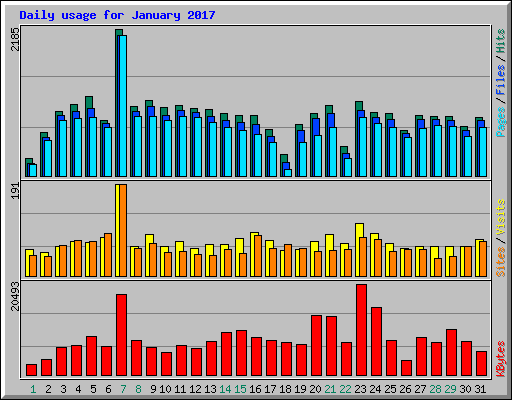 Daily usage for January 2017