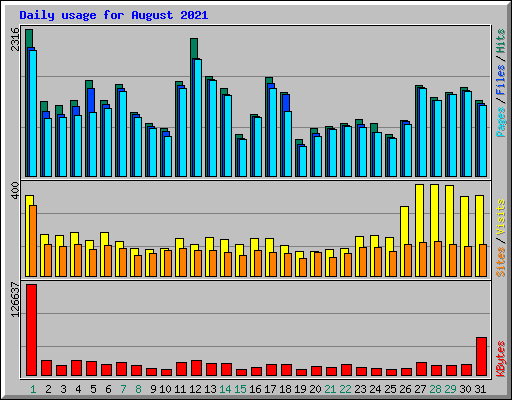 Daily usage for August 2021