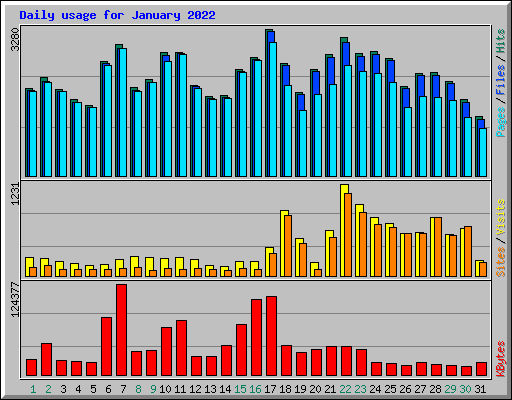 Daily usage for January 2022