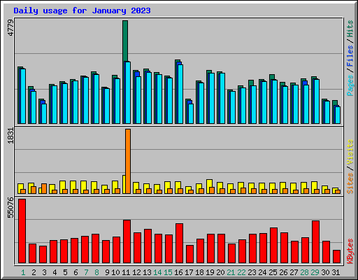 Daily usage for January 2023