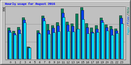 Hourly usage for August 2016