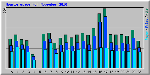 Hourly usage for November 2016