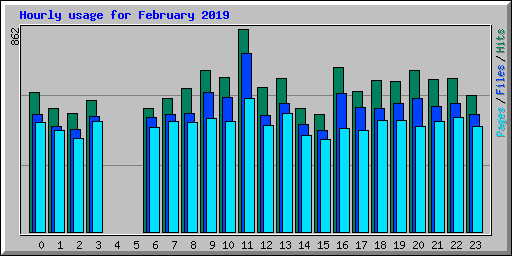 Hourly usage for February 2019