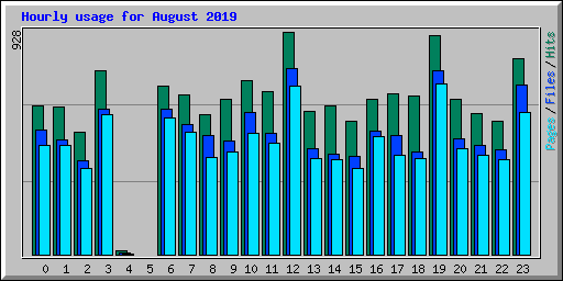 Hourly usage for August 2019